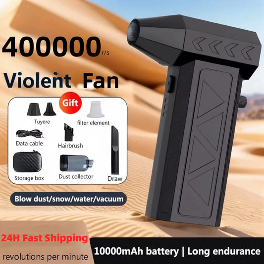 Mini Turbo Jet Fan 400000RPM Powerful Air Blower 8000mAh Battery  Vacuum Dust Cleaner Strong Winds Brushless Turbo Jet Blower